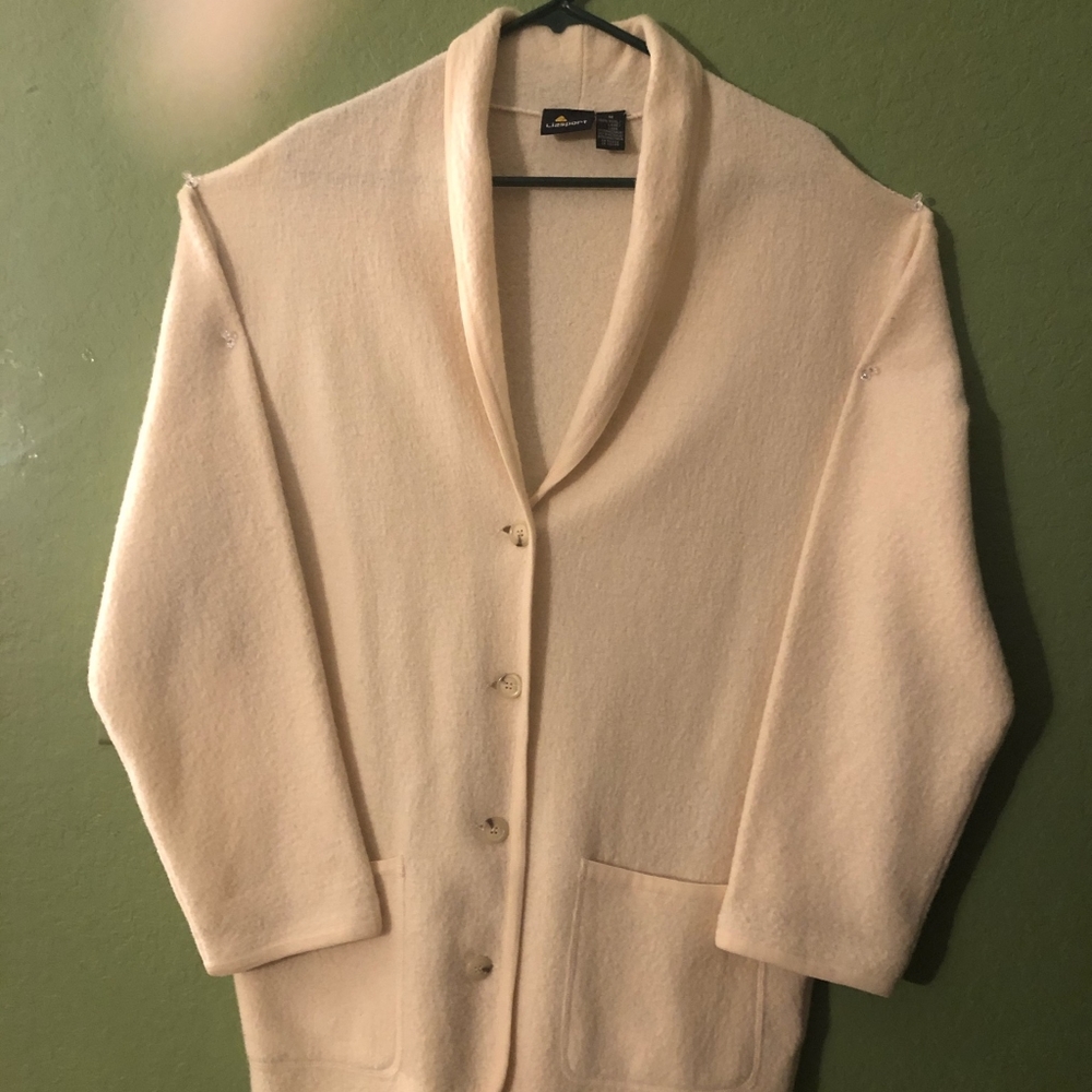 LizSport Beige 100% Wool Coat Sz M